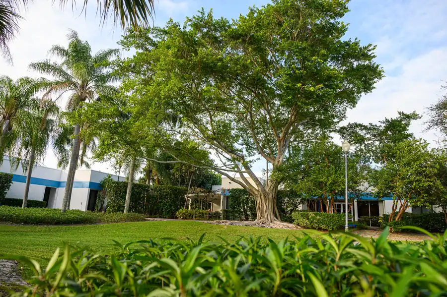 Lawns and shade trees on the Hanley Center campus